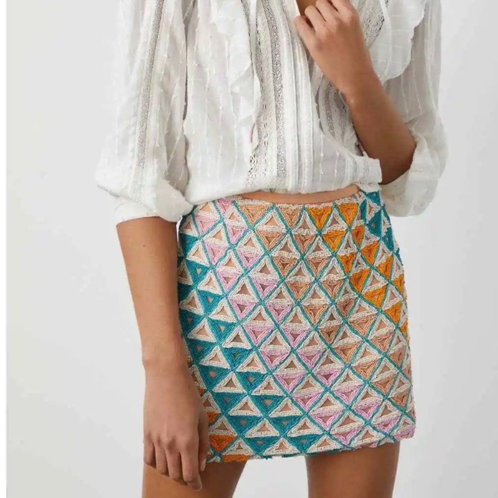 NWT Anthropologie Walter Baker Slim Hand-Beaded Mini Skirt Size 10